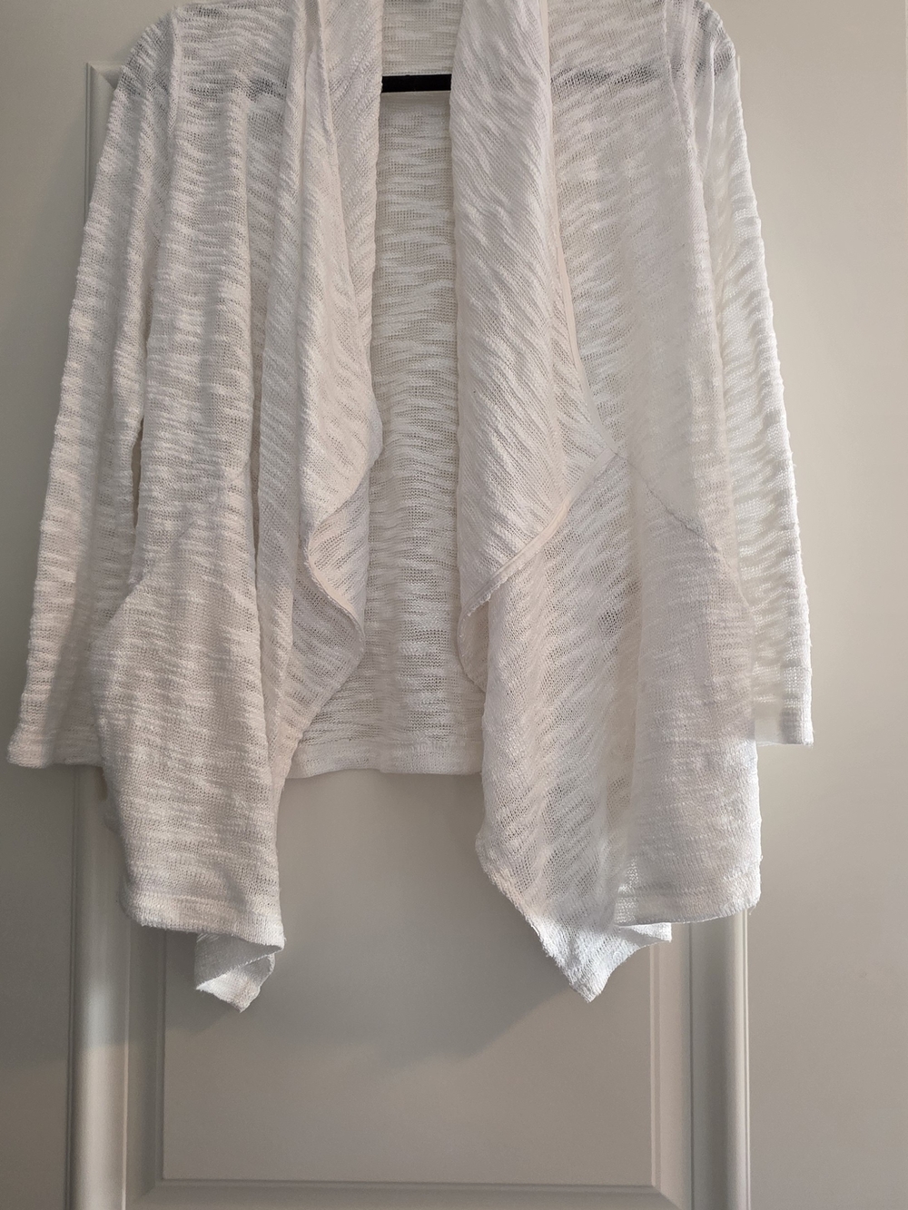 White House Black Market Cream Open-Front Draped Cardigan